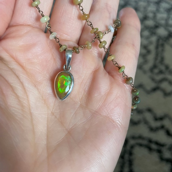 Silver Ethiopian welo opal rosary necklace - Picture 5 of 7